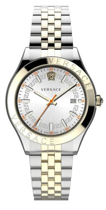 Versace Hellenyium Quartz Silver Dial Two Tone Steel Strap Watch For Men - VEVK01121