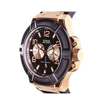 Guess Rigor Analog Brown Dial Brown Leather Strap Watch For Men - W0040G3