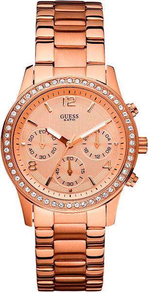 Guess Mini Spectrum Quartz Rose Gold Dial Rose Gold Steel Strap Watch For Women - W0122L3