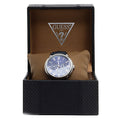 Guess Wafer Chronograph Quartz Blue Dial Blue Leather Strap Watch For Men - W0496G3