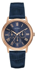 Guess Analog Blue Dial Blue Leather Strap Watch For Men - W0496G4