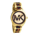 Michael Kors Janelle Three-Hand Gold Dial Two Tone Steel Strap Watch For Women - MK7136