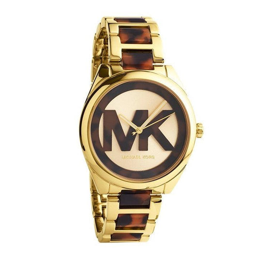 Michael Kors Janelle Three-Hand Gold Dial Two Tone Steel Strap Watch For Women - MK7136