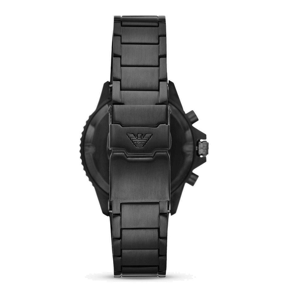 Emporio Armani Diver Chronograph Black Dial Black Steel Strap Watch For Men - AR11363