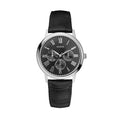 Guess Wafer Analog Black Dial Black Leather Strap Watch For Men - W70016G1