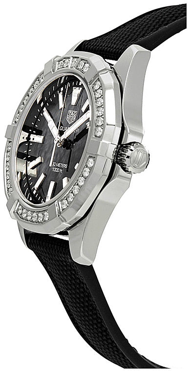 Tag Heuer Aquaracer Diamonds Mother of Pearl Black Dial Black Nylon Strap Watch for Women - WAY131P.FT6092