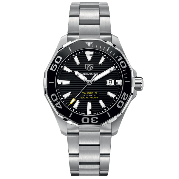 Tag Heuer Aquaracer Black Dial Silver Steel Strap Strap Watch for Men - WAY201A.BA0927