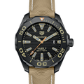 Tag Heuer Aquaracer 300 Calibre 5 Automatic Black Dial Brown Fabric Strap Watch for Men - WAY208C.FC6383