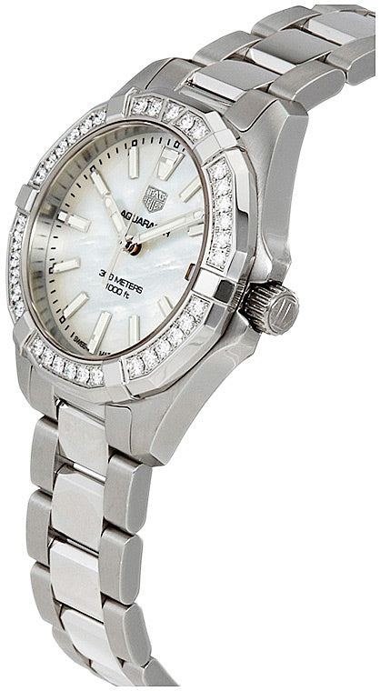 Tag Heuer Aquaracer Diamonds Mother of Pearl Dial Silver Steel Strap Watch for Women - WBD1313.BA0740