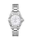 Tag Heuer Aquaracer Diamonds Mother of Pearl Dial Silver Steel Strap Watch for Women - WBD1313.BA0740