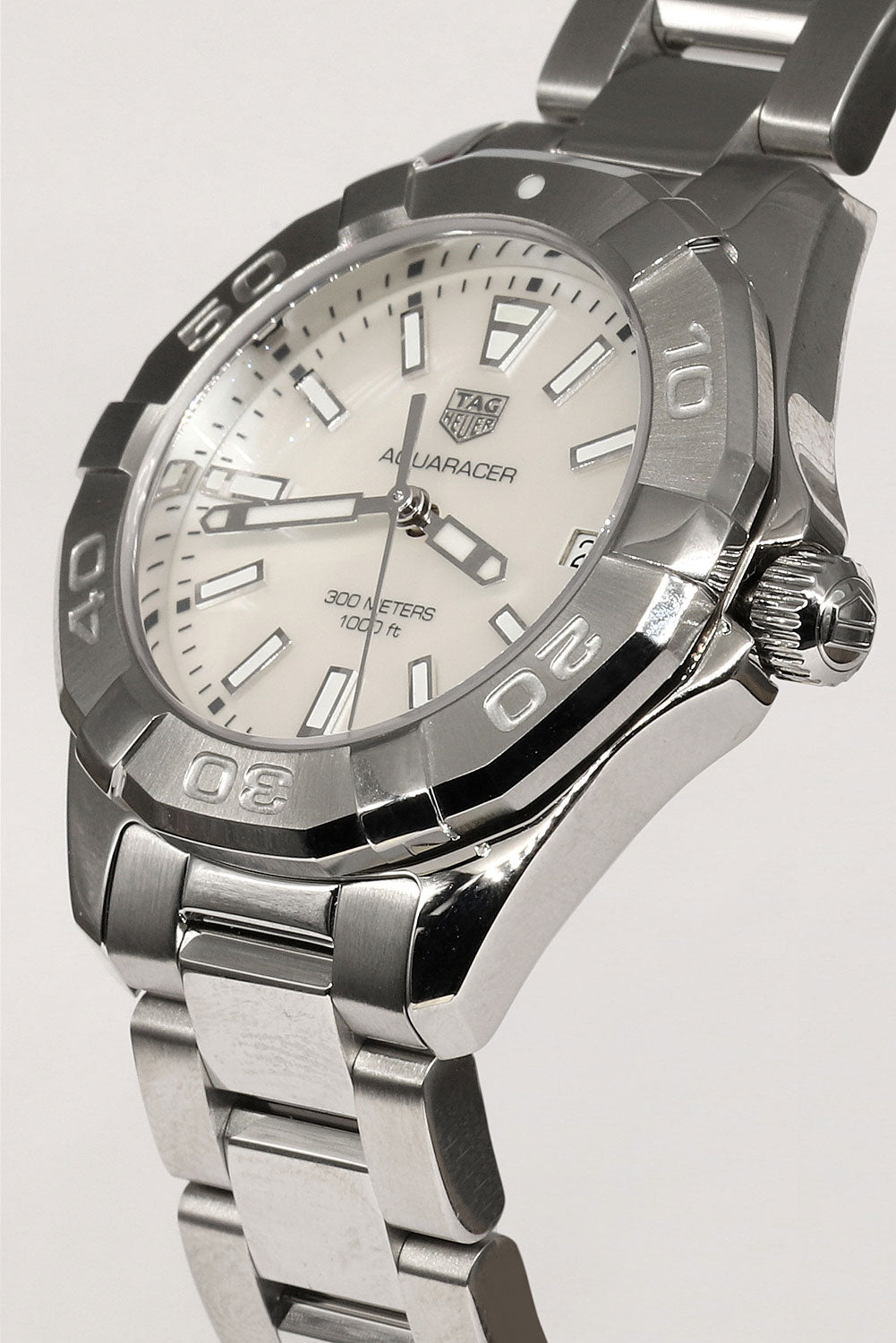 Tag Heuer Aquaracer Mother of Pearl Dial Silver Steel Strap Watch for Women - WBD131A.BA0748