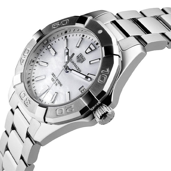 Tag Heuer Aquaracer Mother of Pearl Dial Silver Steel Strap Watch for Women - WBD131A.BA0748