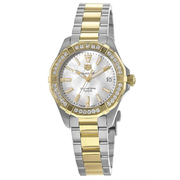 Tag Heuer Aquaracer Diamonds Mother of Pearl Dial Two Tone Steel Strap Watch for Women - WBD1321.BB0320