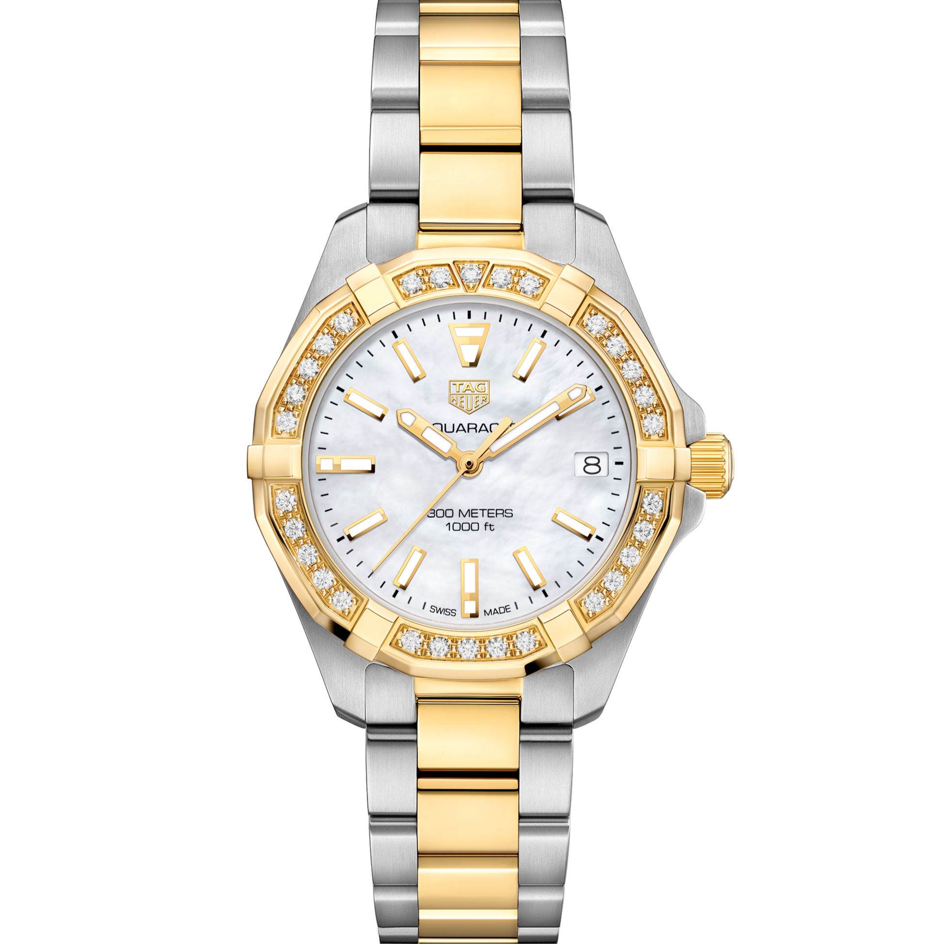 Tag Heuer Aquaracer Diamonds Mother of Pearl Dial Two Tone Steel Strap Watch for Women - WBD1321.BB0320