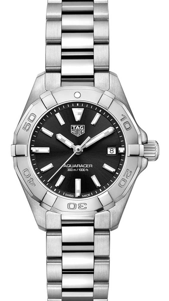 Tag Heuer Aquaracer Quartz Black Dial Silver Steel Strap Watch for Women - WBD1410.BA0741