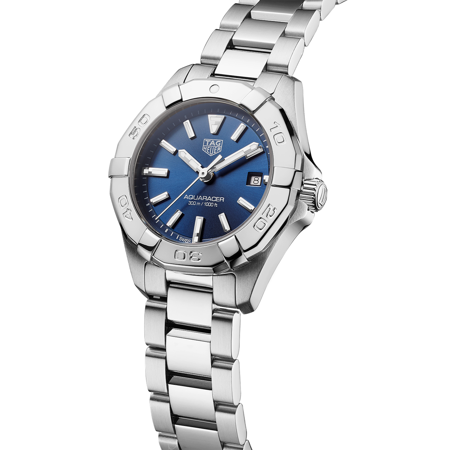 Tag Heuer Aquaracer Blue Dial Silver Steel Strap Watch for Women - WBD1412.BA0741