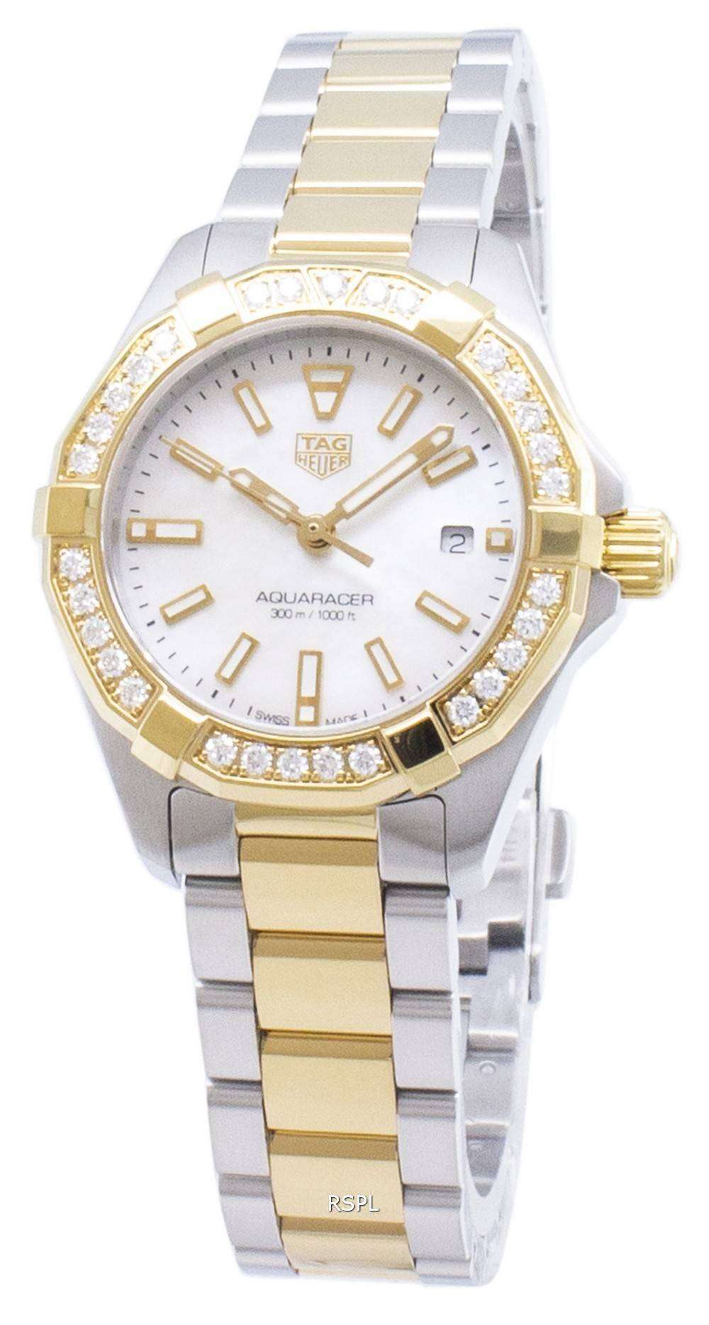 Tag Heuer Aquaracer Diamonds Mother of Pearl Dial Two Tone Steel Strap Watch for Women - WBD1421.BB0321