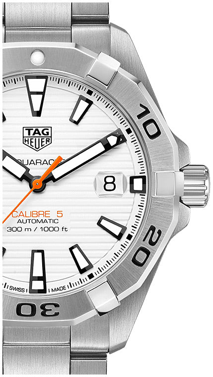 Tag Heuer Aquaracer Automatic White Dial Silver Steel Strap Watch for Men - WBD2111.BA0928