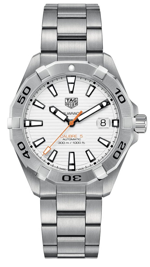 Tag Heuer Aquaracer Automatic White Dial Silver Steel Strap Watch for Men - WBD2111.BA0928