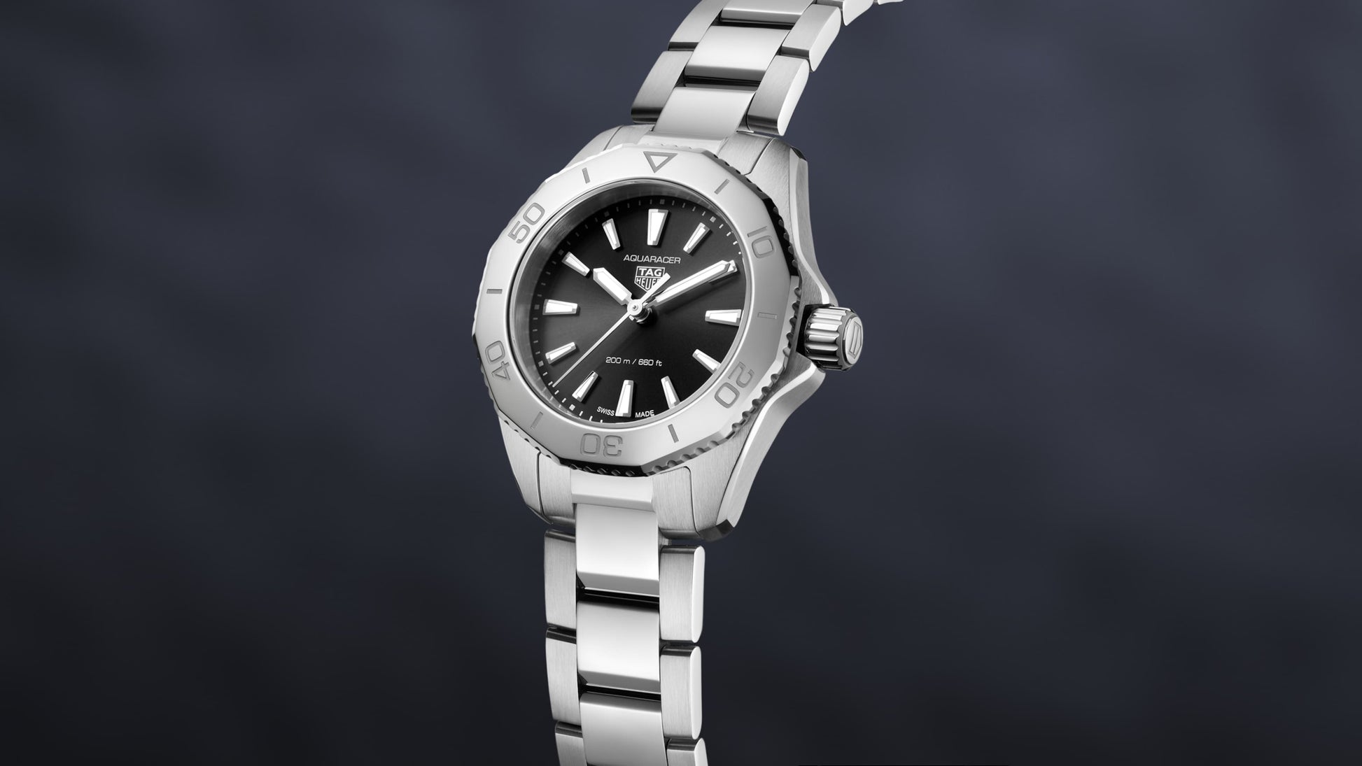 Tag Heuer Aquaracer Professional 200 Quartz Black Dial Silver Steel Strap Watch for Women - WBP1410.BA0622