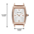 Emporio Armani Gianni T Bar Quartz Crystals White Dial Rose Gold Steel Strap Watch For Women - AR11406