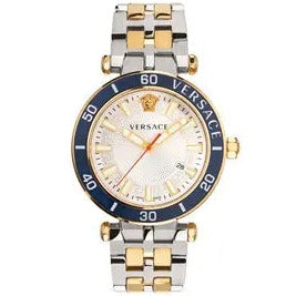 Versace Greca Sport Quartz White Dial Two Tone Steel Strap Watch For Men - VEZ300521