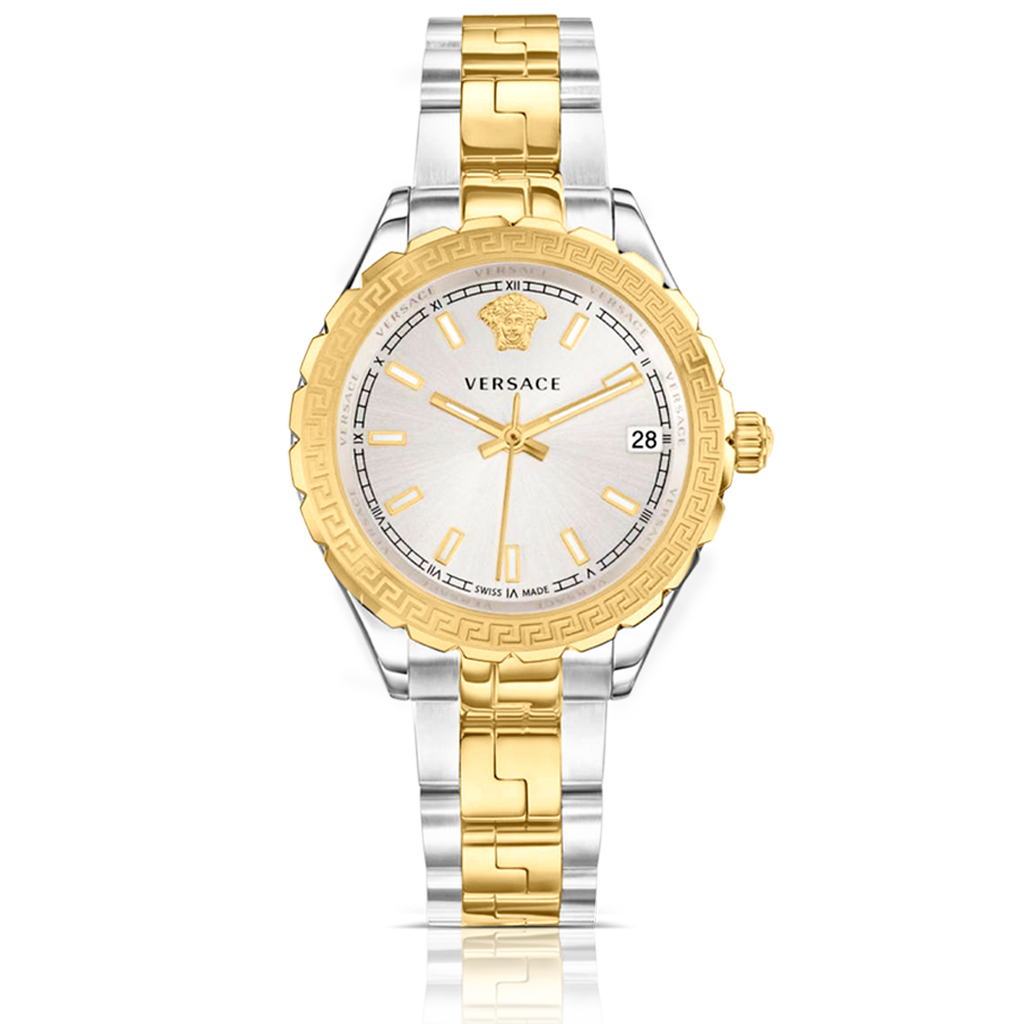 Versace Hellenyium Silver Dial Two Tone Steel Strap Watch for Women - V12030015