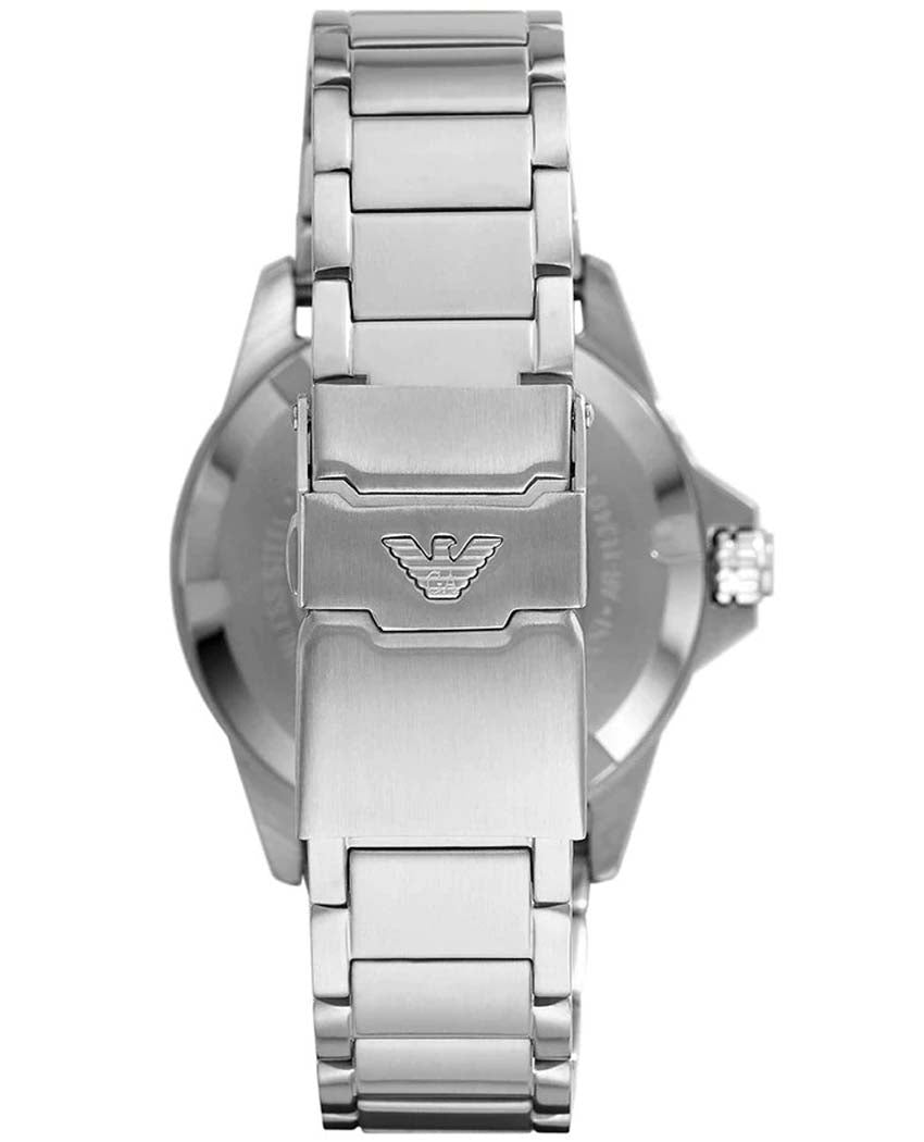 Emporio Armani Diver Quartz Blue Dial Silver Steel Strap Watch For Men - AR11339