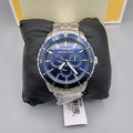 Michael Kors Cunningham Multifunction Blue Dial Silver Steel Strap Watch For Men - MK7153