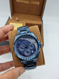 Michael Kors Brecken Chronograph Quartz Blue Dial Blue Steel Strap Watch For Men - MK6361