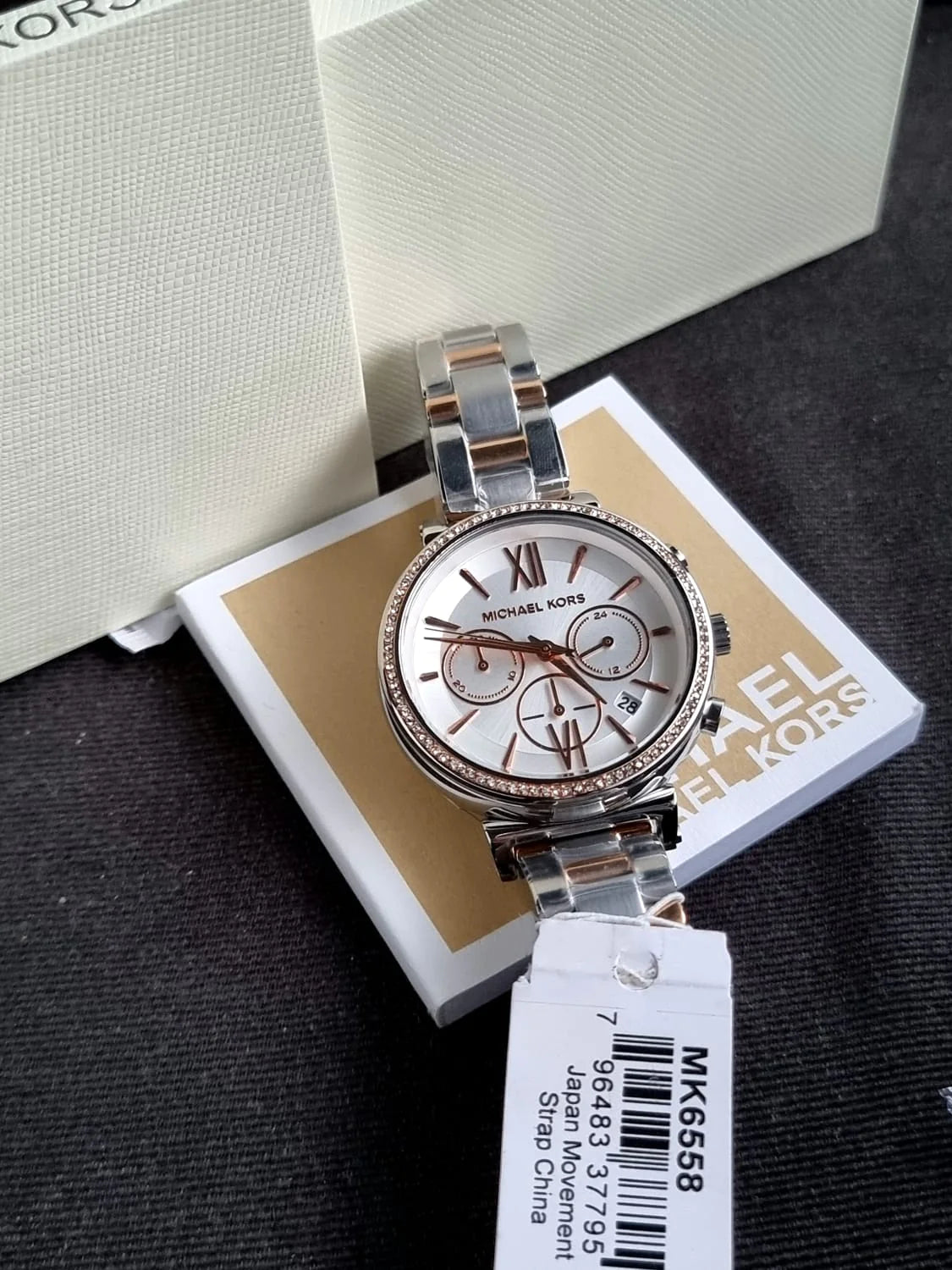 Michael Kors Sofie Chronograph Quartz White Dial Two Tone Steel Strap Watch For Women - MK6558