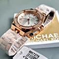 Michael Kors Lennox Three Hand Silver Dial Rose Gold Steel Strap Watch For Women - MK7279