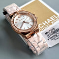 Michael Kors Lennox Three Hand Silver Dial Rose Gold Steel Strap Watch For Women - MK7279