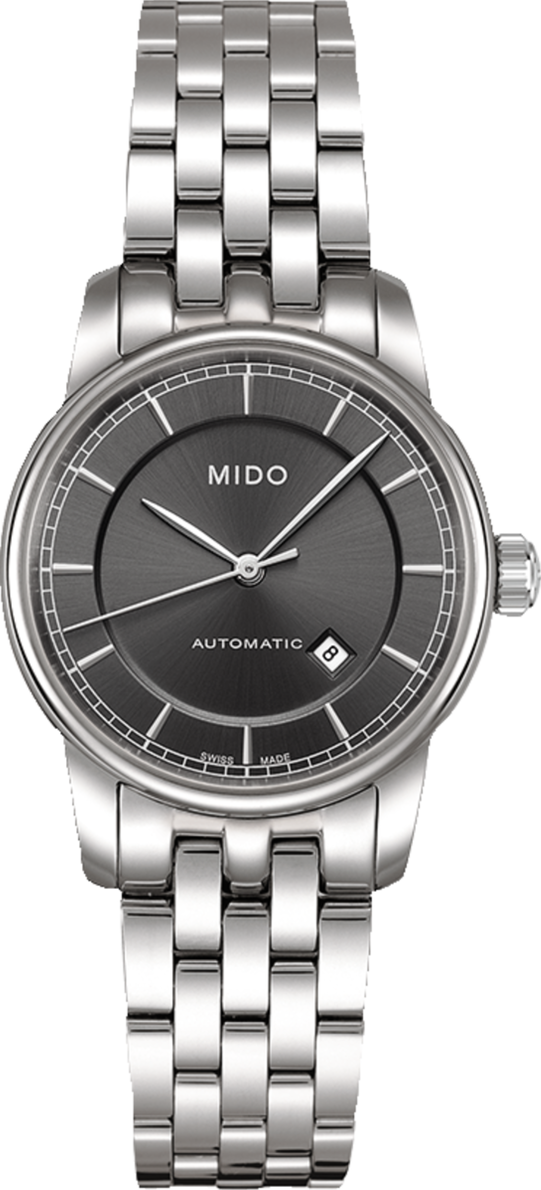 Mido Baroncelli III Automatic Grey Dial Silver Steel Strap Watch For Women - M7600.4.13.1