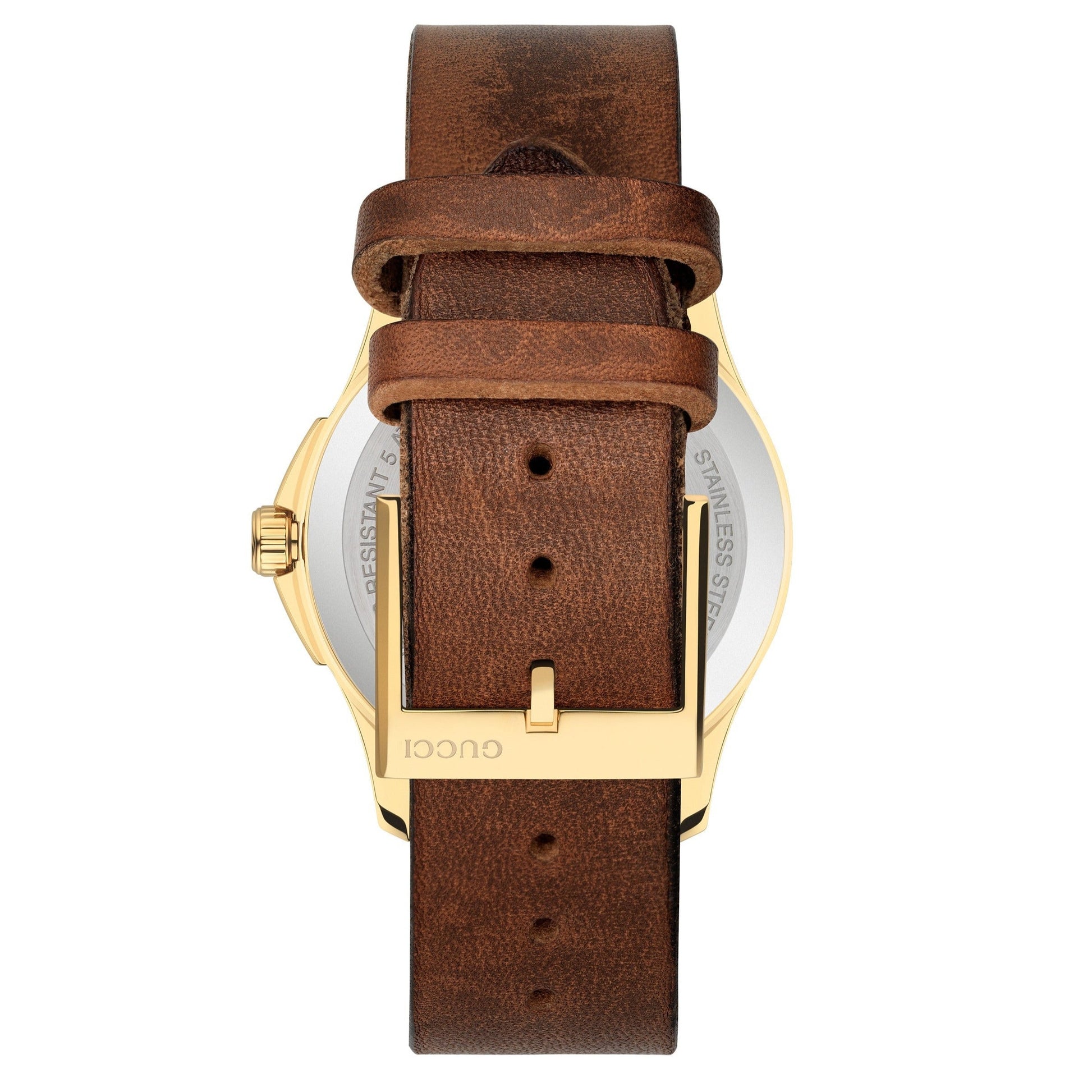 Gucci G Timeless Quartz Two Tone Dial Brown Leather Strap Watch For Men - YA126451B