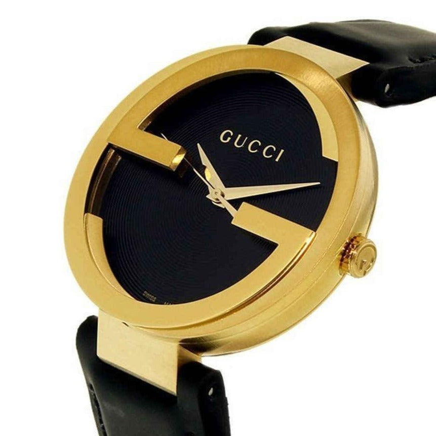 Gucci G Interlocking Grammy Special Edition Black Dial Black Leather Strap Watch For Men - YA133212