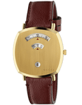 Gucci Grip Yellow Gold Dial Maroon Leather Strap Unisex Watch - YA157411