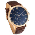 Tommy Hilfiger Kane Chronograph Quartz Blue Dial Brown Leather Strap Watch for Men - 1791399