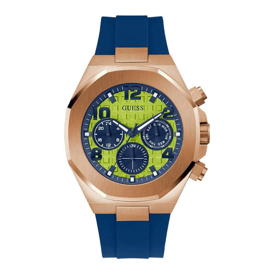 Guess Empire Analog Quartz Lime Green Dial Blue Silicon Strap Watch for Men - GW0583G3