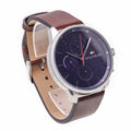 Tommy Hilfiger Chase Chronograph Grey Dial Brown Leather Strap Watch For Men - 1791487