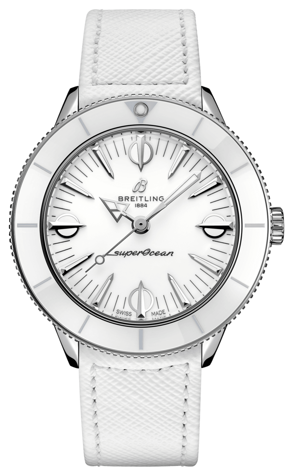 Breitling Superocean Heritage '57 Pastel Paradise White Dial White Leather Strap Watch for Women - A10340A71A1X1