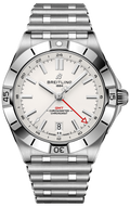 Breitling Chronomat GMT 40 White Dial Silver Steel Strap Watch for Men - A32398101A1A1