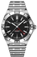 Breitling Chronomat GMT 40 Automatic Black Dial Silver Steel Strap Watch for Men - A32398101B1A1
