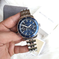 Michael Kors Cunningham Multifunction Blue Dial Silver Steel Strap Watch For Men - MK7153