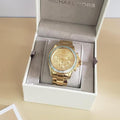 Michael Kors Everest Chronograph Gold Dial Gold Steel Strap Watch For Women - MK7210