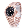 Michael Kors Lennox Three-Hand Black Dial Rose Gold Steel Strap Watch For Women - MK7233