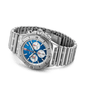 Breitling Chronomat B01 42 Six Nations Italy Blue Dial Silver Steel Strap Watch for Men - AB0134A41C1A1