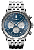 Breitling Navitimer B01 Chronograph 46 Blue Dial Silver Steel Strap Watch for Men - AB0137211C1A1
