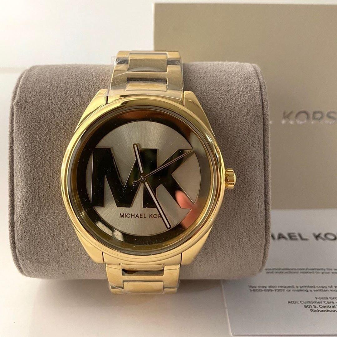 Michael Kors Janelle Gold Dial Gold Steel Strap Watch For Women - MK7086