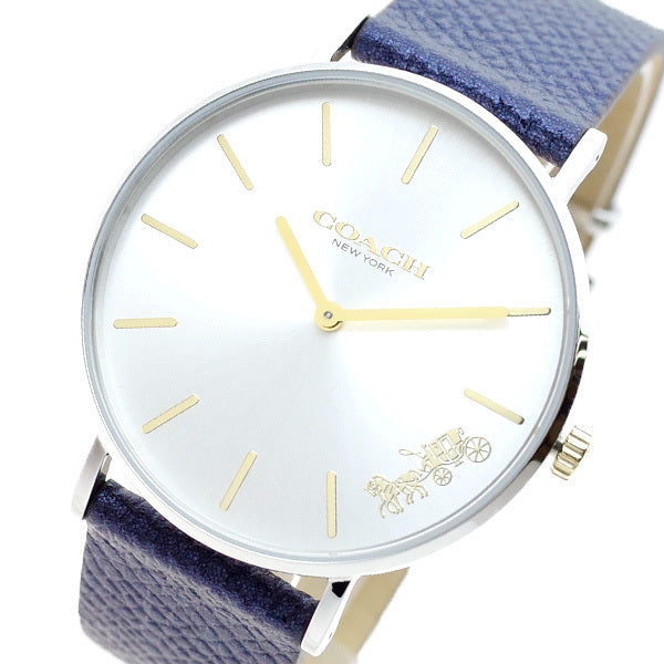 Coach Perry White Dial Blue Leather Strap Watch for Women - 14503156